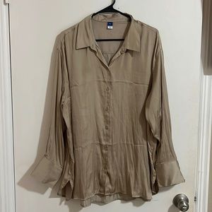 Long Sleeve Silk Button Down